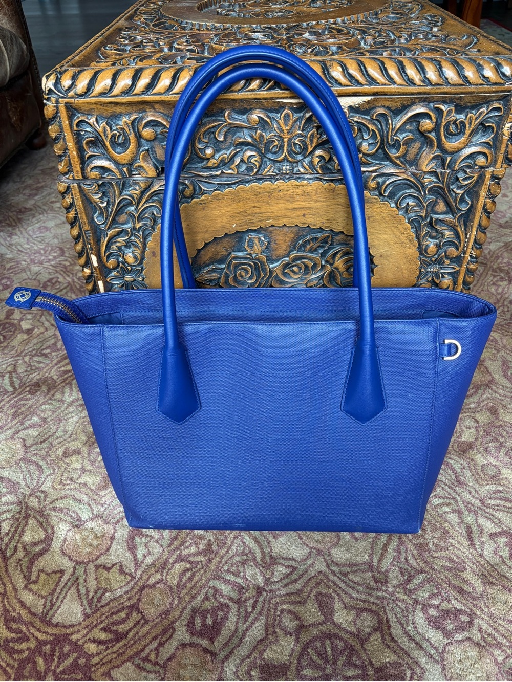 Pre-Loved. Dagne Dover Signature Tote Legend - Blue